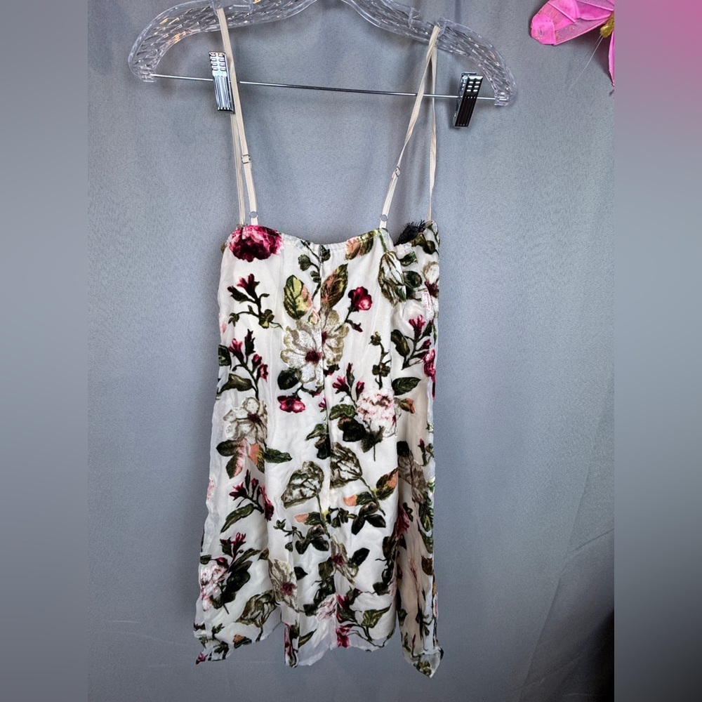 Rare London Floral Flocked Mini Slipdress- Sz Small - Picture 10 of 14